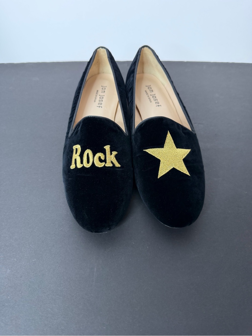 Black Velvet Embroidered 'Rock' & Star Loafers